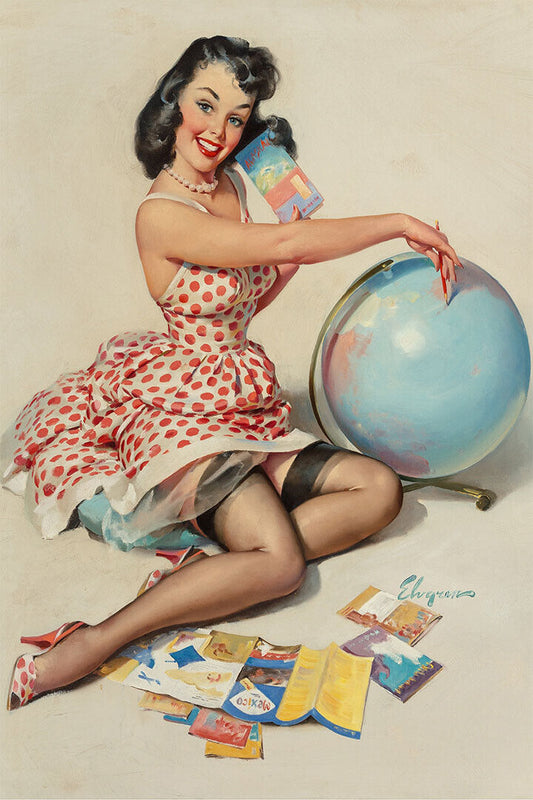 1950's Pin-up Travel Out Of This World Attractive Girl Poster Wall Art Print Home Wall Decor - xonomax