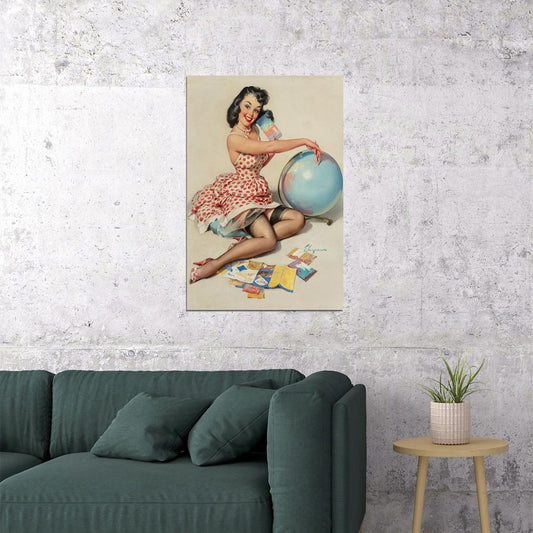 1950's Pin-up Travel Out Of This World Attractive Girl Poster Wall Art Print Home Wall Decor - xonomax