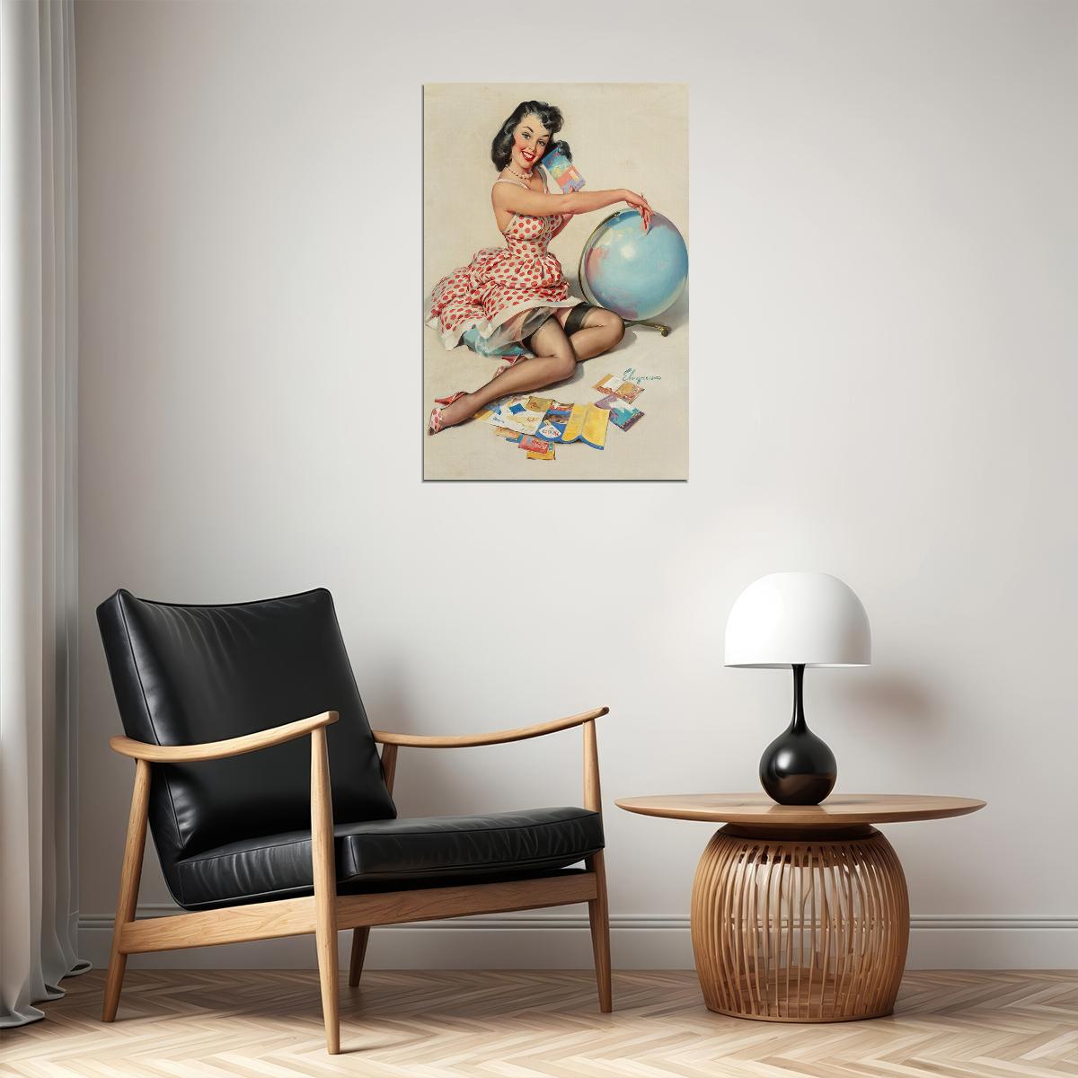 1950's Pin-up Travel Out Of This World Attractive Girl Poster Wall Art Print Home Wall Decor - xonomax