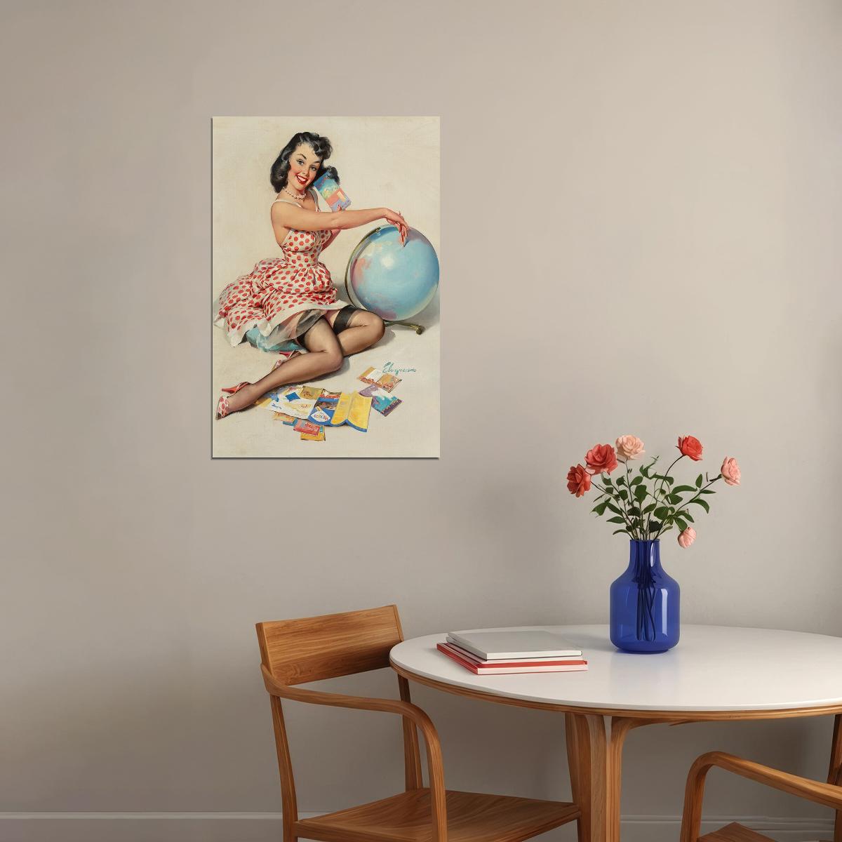 1950's Pin-up Travel Out Of This World Attractive Girl Poster Wall Art Print Home Wall Decor - xonomax