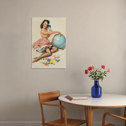 1950's Pin-up Travel Out Of This World Attractive Girl Poster Wall Art Print Home Wall Decor - xonomax