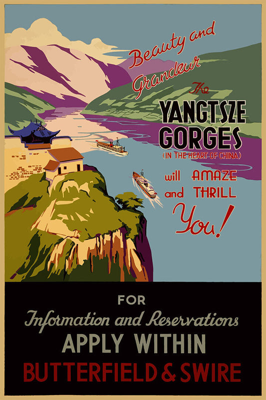 The Yangtsze Gorges Of China 1930s Vintage Style Travel Poster Wall Art Print Home Wall Decor - xonomax