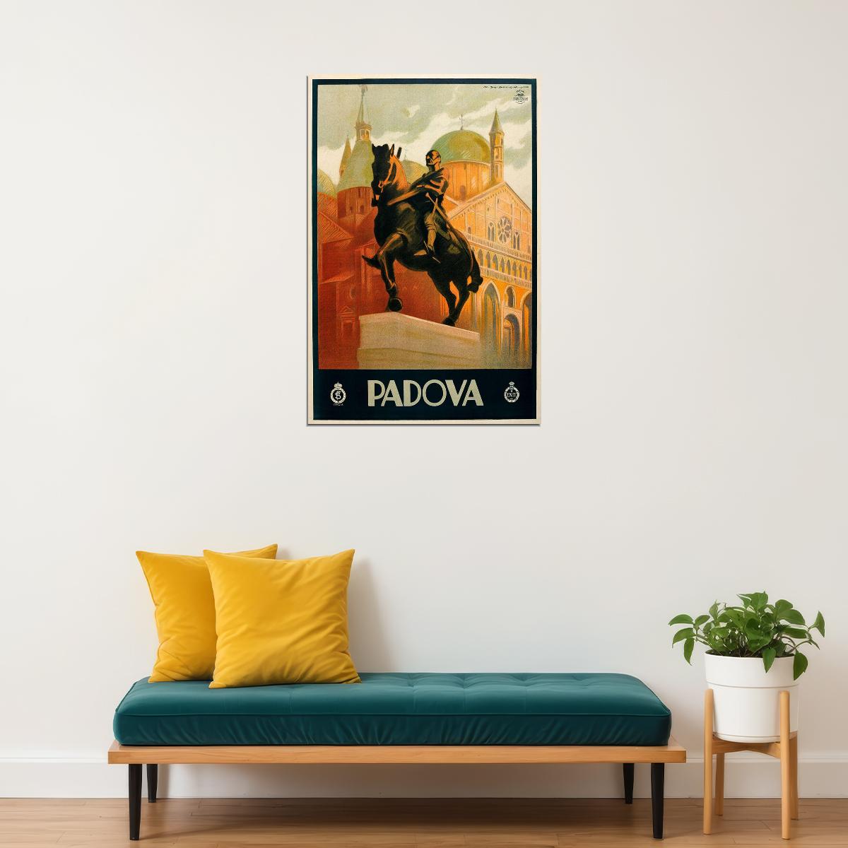 1930s Padova Italy Monument Of Gattamelata Statue Travel Poster Wall Art Print Home Wall Decor
