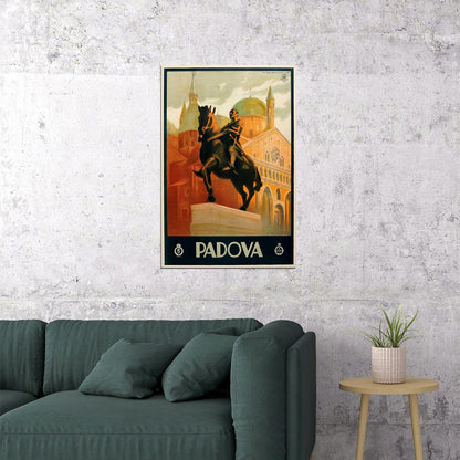 1930s Padova Italy Monument Of Gattamelata Statue Travel Poster Wall Art Print Home Wall Decor