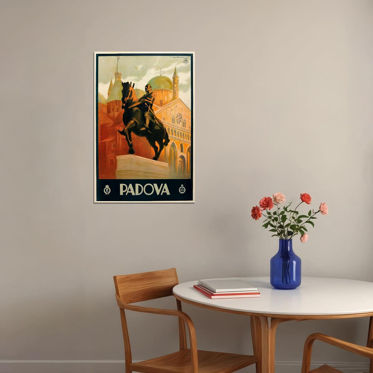 1930s Padova Italy Monument Of Gattamelata Statue Travel Poster Wall Art Print Home Wall Decor