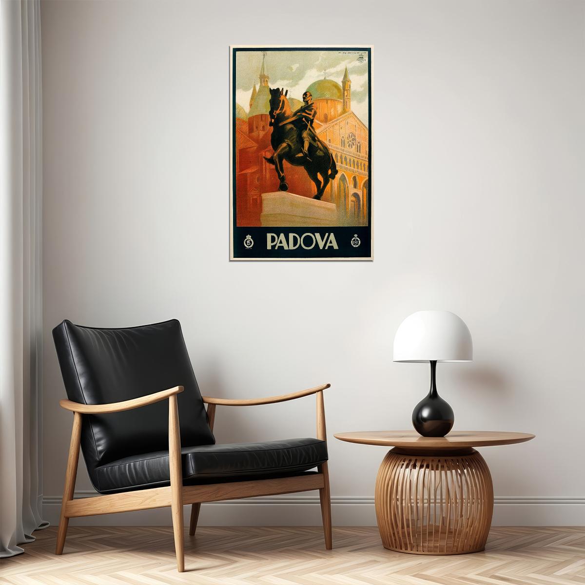 1930s Padova Italy Monument Of Gattamelata Statue Travel Poster Wall Art Print Home Wall Decor
