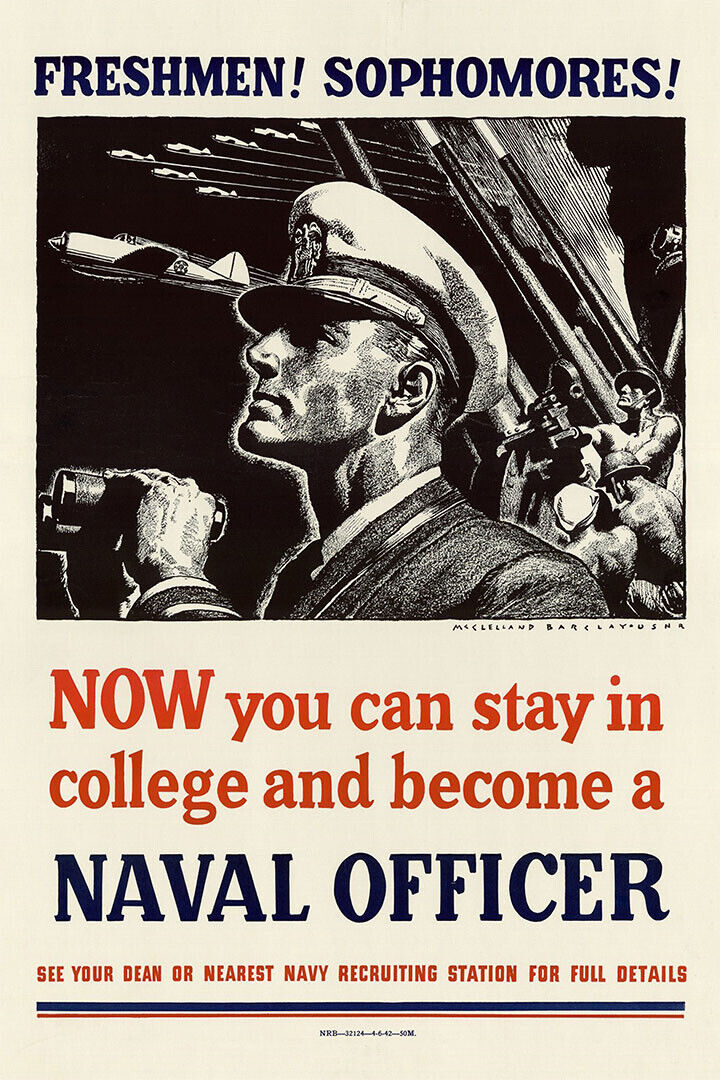 Become A Naval Officer! 1940s Ww2 Navy Recruiting Poster Wall Art Print Home Wall Decor - xonomax