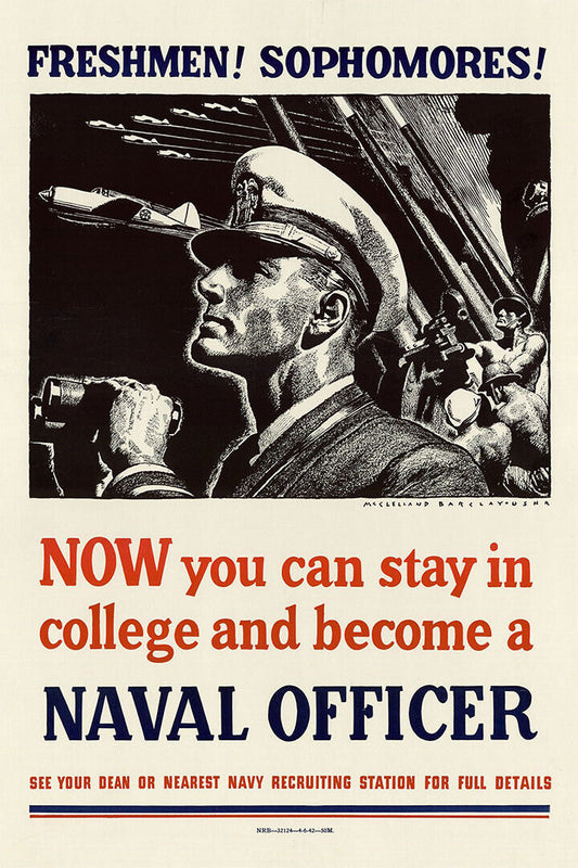 Become A Naval Officer! 1940s Ww2 Navy Recruiting Poster Wall Art Print Home Wall Decor - xonomax