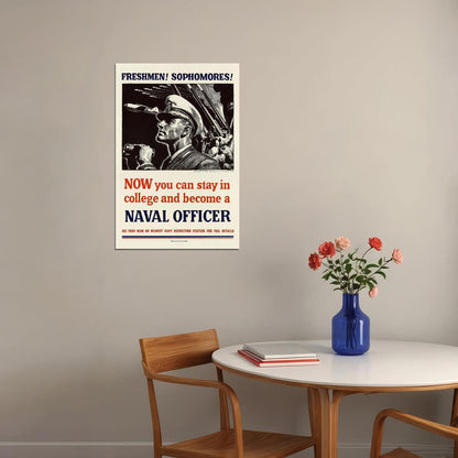 Become A Naval Officer! 1940s Ww2 Navy Recruiting Poster Wall Art Print Home Wall Decor - xonomax