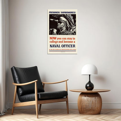 Become A Naval Officer! 1940s Ww2 Navy Recruiting Poster Wall Art Print Home Wall Decor - xonomax