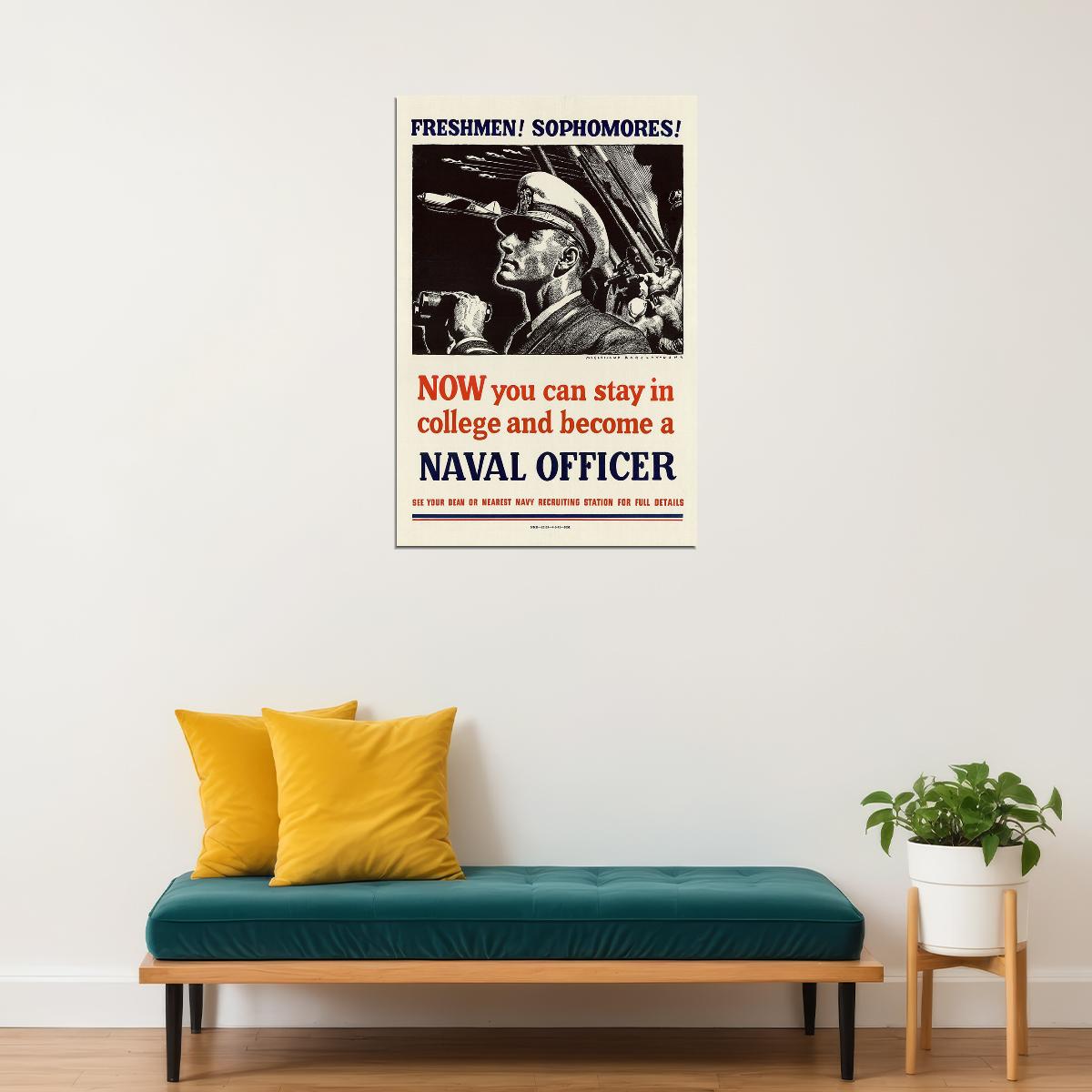 Become A Naval Officer! 1940s Ww2 Navy Recruiting Poster Wall Art Print Home Wall Decor - xonomax