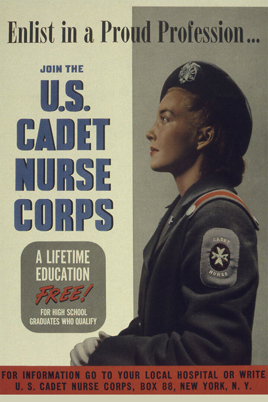 Enlist! Join The Us Cadet Nurse Corp Free Education Ww2 Poster Wall Art Print Home Wall Decor - xonomax