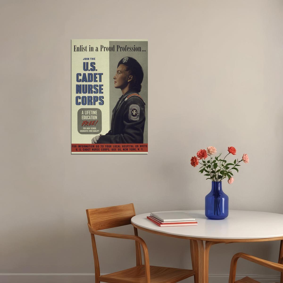 Enlist! Join The Us Cadet Nurse Corp Free Education Ww2 Poster Wall Art Print Home Wall Decor - xonomax