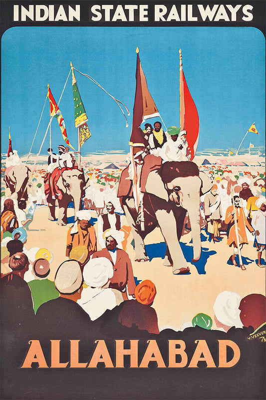 Allahabad Indian State Railways Vintage Style Poster Wall Art Print Home Wall Decor - xonomax