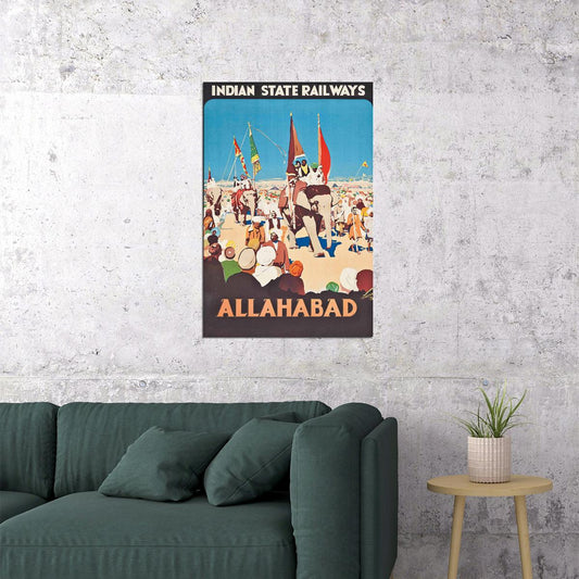 Allahabad Indian State Railways Vintage Style Poster Wall Art Print Home Wall Decor - xonomax