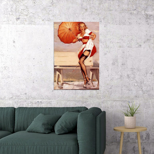 I've Been Spotted Vintage Style Elvgren Splash Pin-up Poster Wall Art Print Home Wall Decor - xonomax