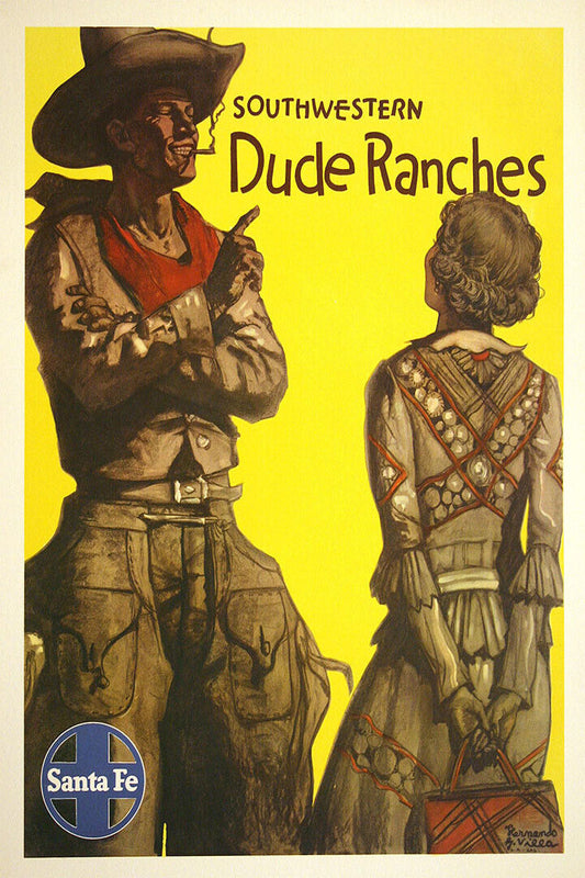 1949 Santa Fe Rr Southwestern Dude Ranches Classic Train Poster Wall Art Print Home Wall Decor - xonomax