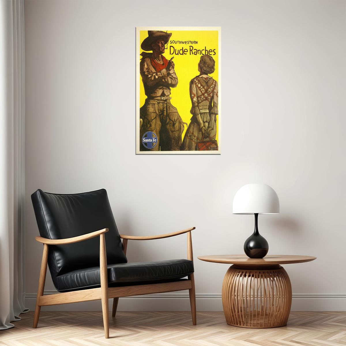 1949 Santa Fe Rr Southwestern Dude Ranches Classic Train Poster Wall Art Print Home Wall Decor - xonomax