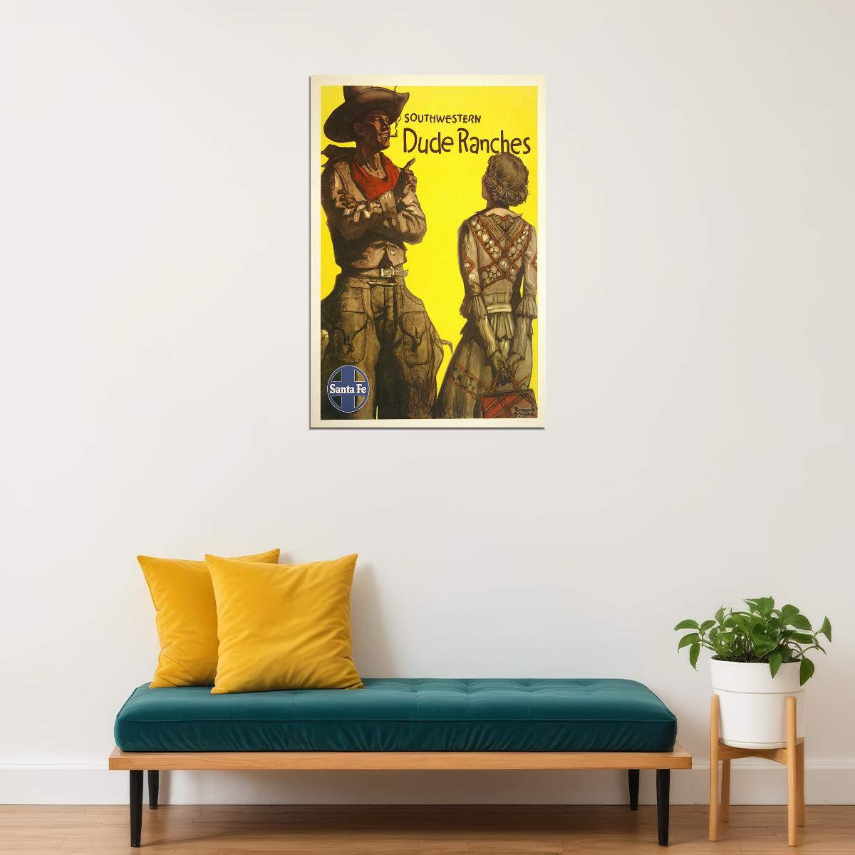 1949 Santa Fe Rr Southwestern Dude Ranches Classic Train Poster Wall Art Print Home Wall Decor - xonomax