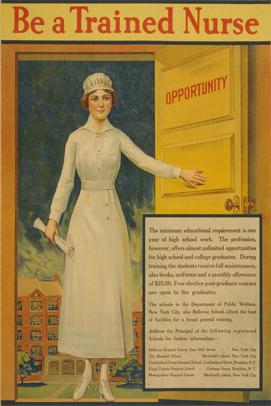 Be A Trained Nurse! 1917 World War I Nursing Medical Poster Wall Art Print Home Wall Decor - xonomax