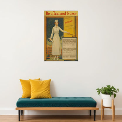 Be A Trained Nurse! 1917 World War I Nursing Medical Poster Wall Art Print Home Wall Decor - xonomax