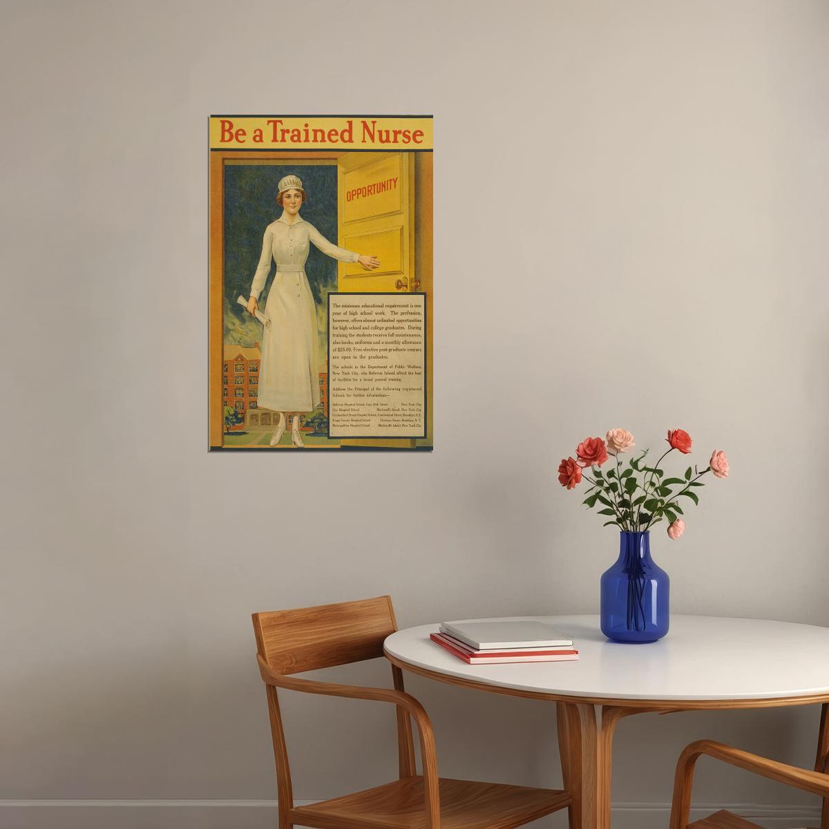 Be A Trained Nurse! 1917 World War I Nursing Medical Poster Wall Art Print Home Wall Decor - xonomax