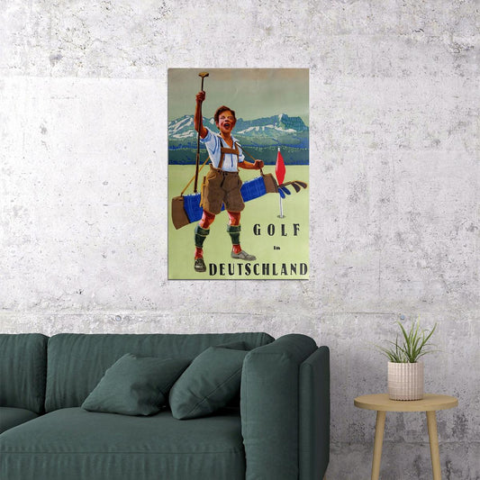 1920s German Golf In Deutschland Vintage German Travel Poster Wall Art Print Home Wall Decor - xonomax