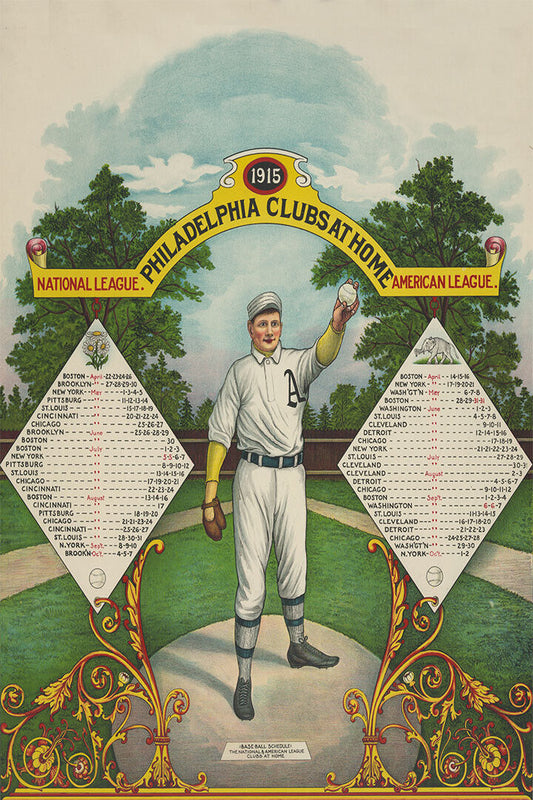 1915 Philadelphia Phillies And Athletics Baseball Schedule Poster Wall Art Print Home Wall Decor - xonomax