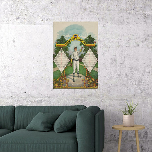 1915 Philadelphia Phillies And Athletics Baseball Schedule Poster Wall Art Print Home Wall Decor - xonomax