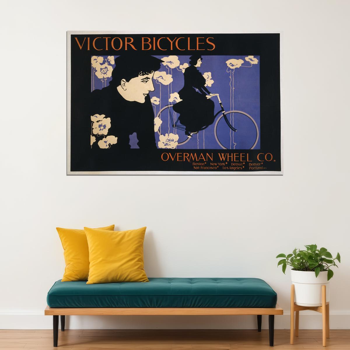 Victor Bicycle Riding 1890s Bike Advertising Poster Wall Art Print Home Wall Decor - xonomax