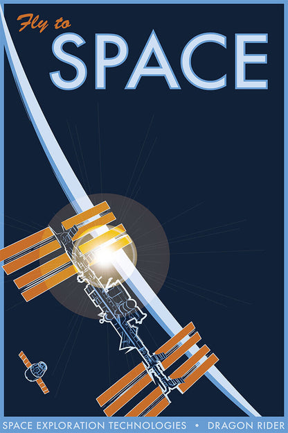 Fly To Space Space Exploration Technologies Dragon Rider Poster Wall Art Print Home Wall Decor - xonomax