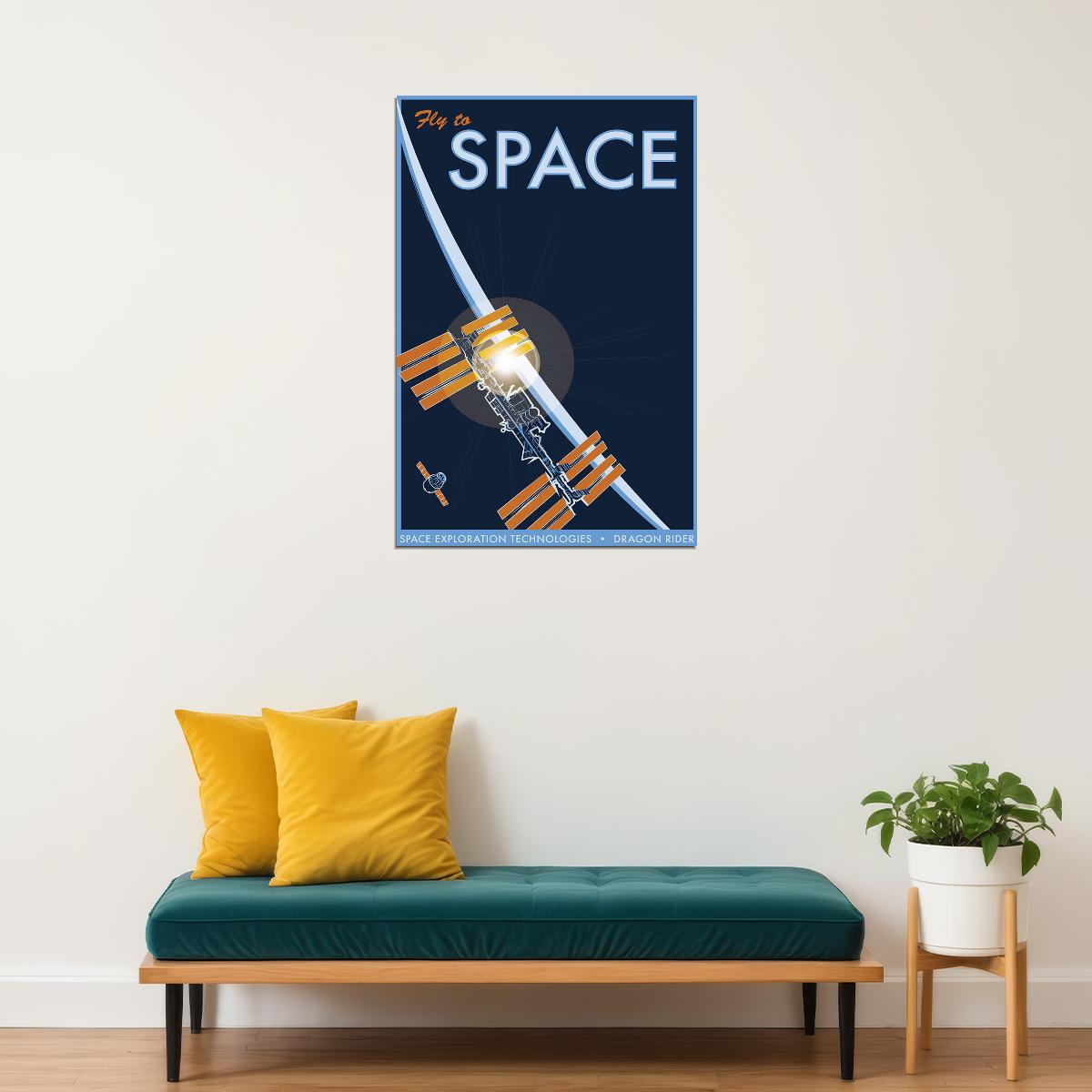 Fly To Space Space Exploration Technologies Dragon Rider Poster Wall Art Print Home Wall Decor - xonomax