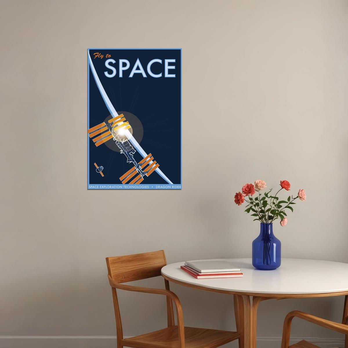 Fly To Space Space Exploration Technologies Dragon Rider Poster Wall Art Print Home Wall Decor - xonomax