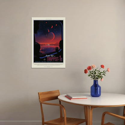 Nasa Retro Space Tourism Travel Vacation On Trappist-1e Poster Wall Art Print Home Wall Decor - xonomax