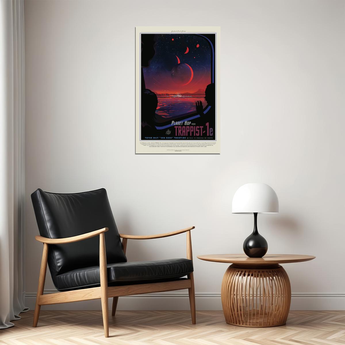 Nasa Retro Space Tourism Travel Vacation On Trappist-1e Poster Wall Art Print Home Wall Decor - xonomax