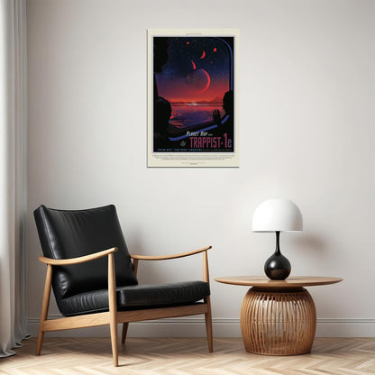 Nasa Retro Space Tourism Travel Vacation On Trappist-1e Poster Wall Art Print Home Wall Decor - xonomax