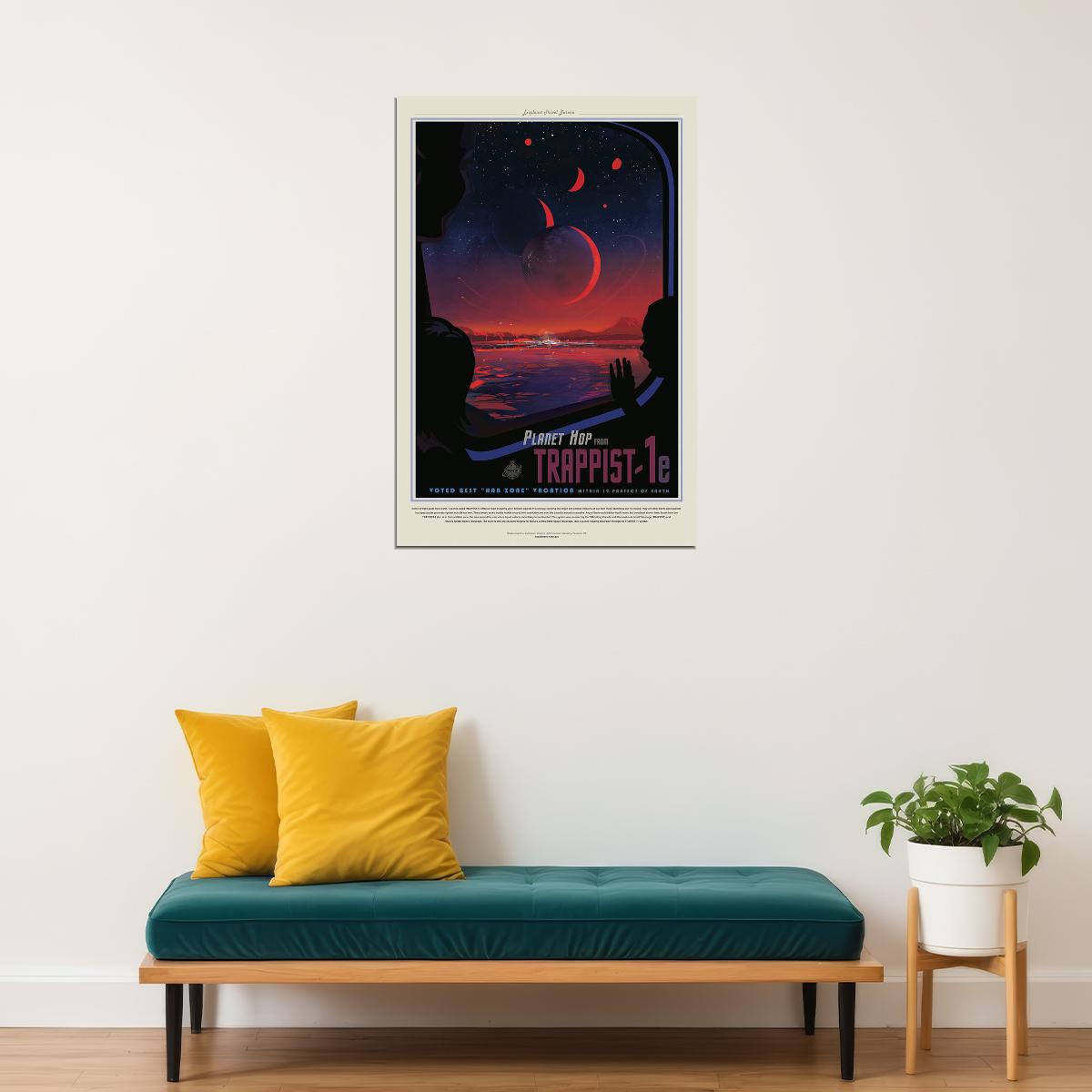 Nasa Retro Space Tourism Travel Vacation On Trappist-1e Poster Wall Art Print Home Wall Decor - xonomax