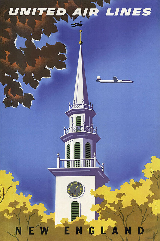 Church Steeples In New England Travel Vintage Poster Wall Art Print Home Wall Decor - xonomax