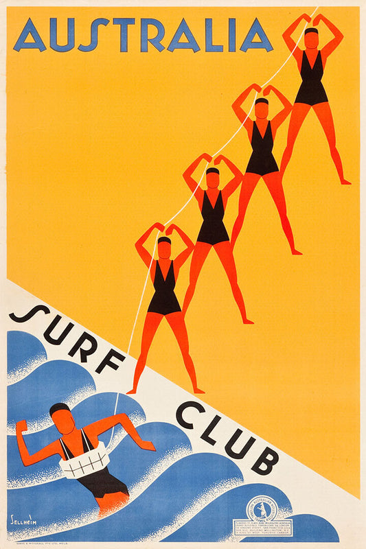 Australian Surf Club 1930s Vintage Style Travel Poster Wall Art Print Home Wall Decor - xonomax