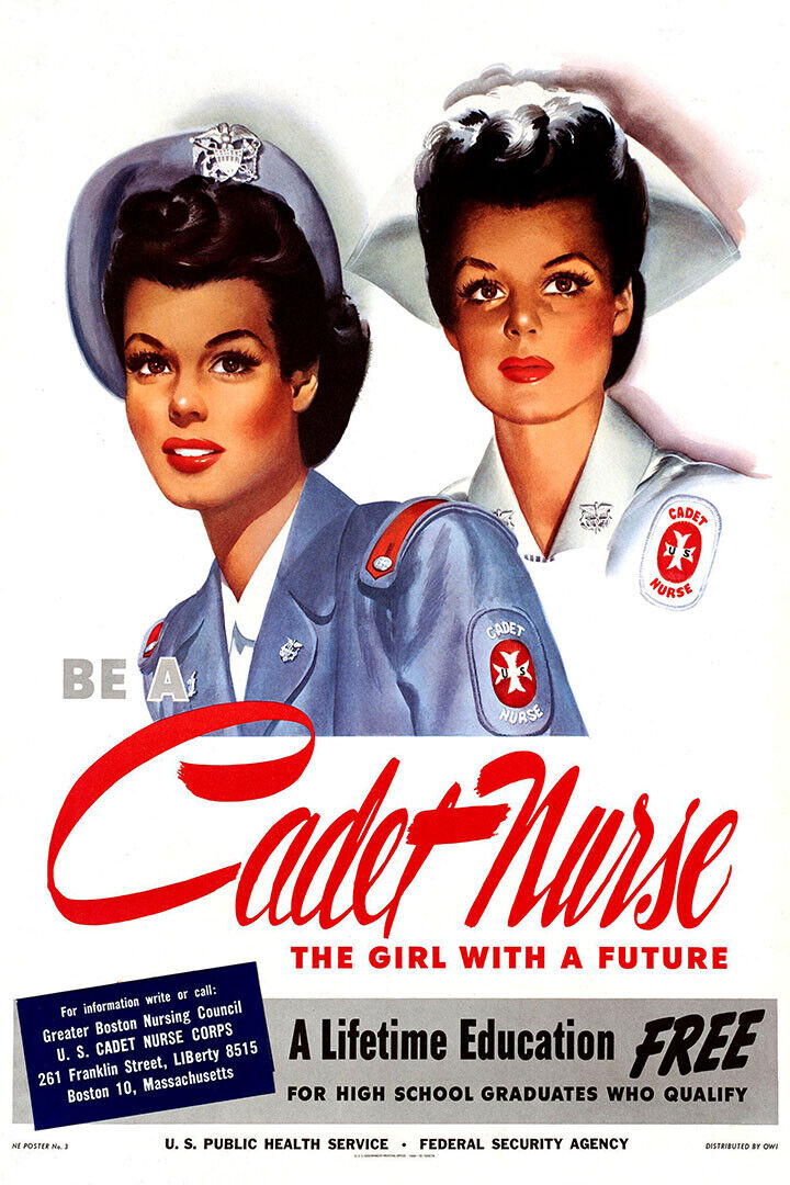 Be A Cadet Nurse Us Army Cadet Nurse Corps Ww2 Nursing Poster Wall Art Print Home Wall Decor - xonomax
