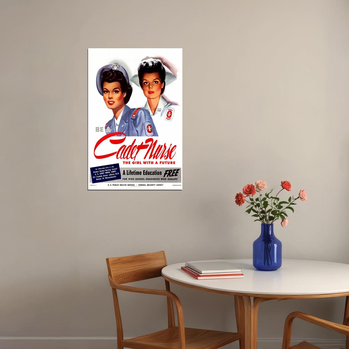 Be A Cadet Nurse Us Army Cadet Nurse Corps Ww2 Nursing Poster Wall Art Print Home Wall Decor - xonomax