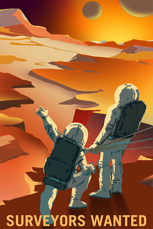 Surveyors Wanted Outer Space Exploration Retro Travel Poster Wall Art Print Home Wall Decor - xonomax