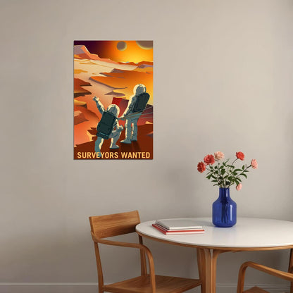 Surveyors Wanted Outer Space Exploration Retro Travel Poster Wall Art Print Home Wall Decor - xonomax