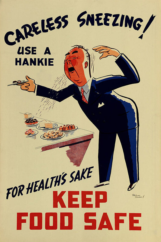 1940s Keep Food Safe Don't Sneeze! Vintage Health Poster Wall Art Print Home Wall Decor - xonomax