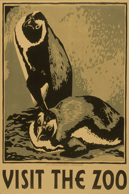 1936 Visit The Zoo! Penguin Classic Wpa Federal Poster Wall Art Print Home Wall Decor - xonomax