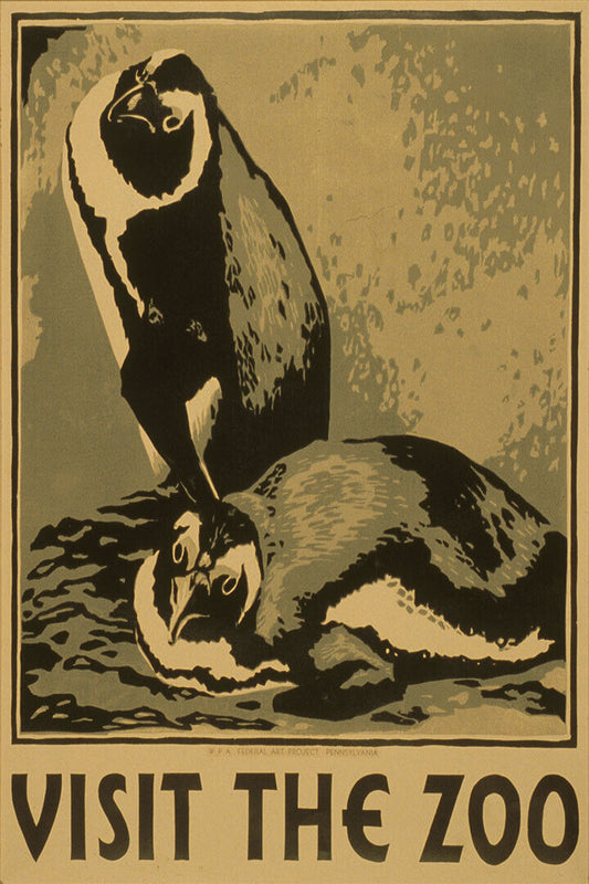 1936 Visit The Zoo! Penguin Classic Wpa Federal Poster Wall Art Print Home Wall Decor - xonomax