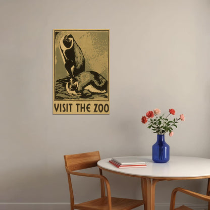 1936 Visit The Zoo! Penguin Classic Wpa Federal Poster Wall Art Print Home Wall Decor - xonomax