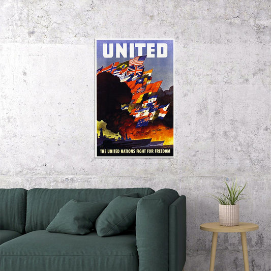 United Nations Fight For Freedom! Vintage Style Ww2 Poster Wall Art Print Home Wall Decor - xonomax