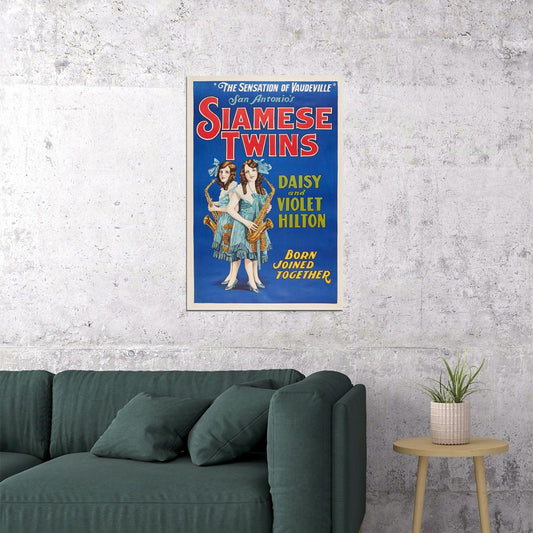 1925 Siamese Twins The Hilton Sisters Vintage Vaudeville Poster Wall Art Print Home Wall Decor - xonomax