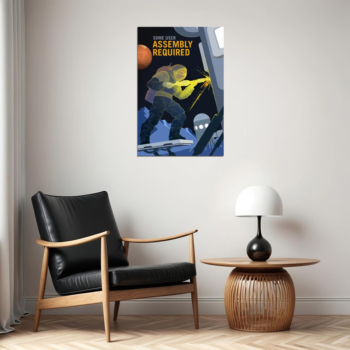 Assembly Required Space Exploration Outer Space Travel Poster Wall Art Print Home Wall Decor - xonomax